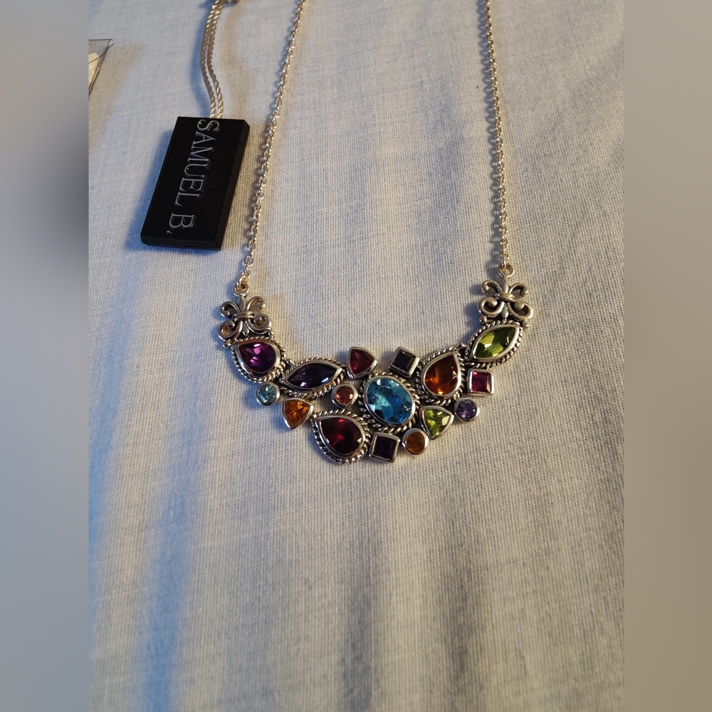 Nwt Samuel B. Multicolor Gemstone Sterling Silver Necklace